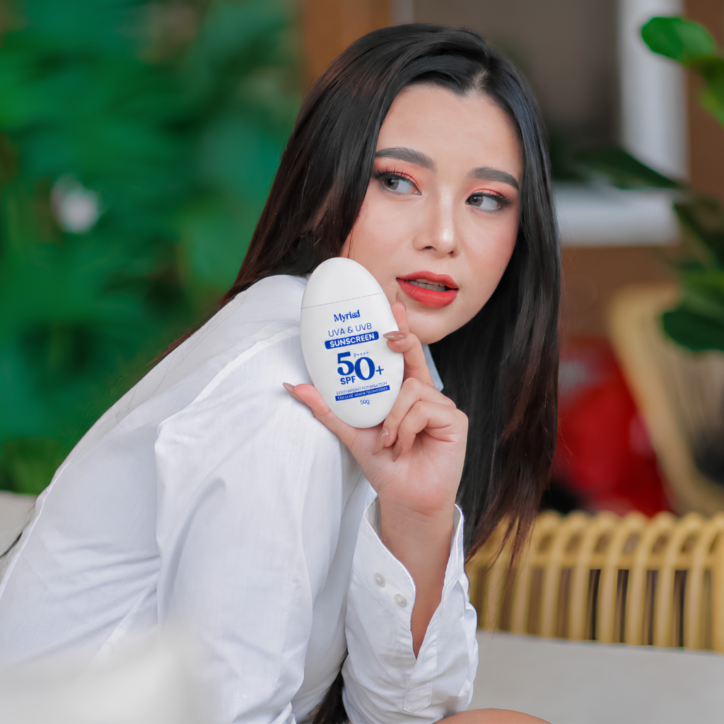 Filipina Model showing Myriad Sunscreen
