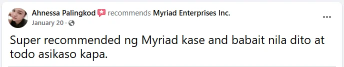 Myriad customer testimonial