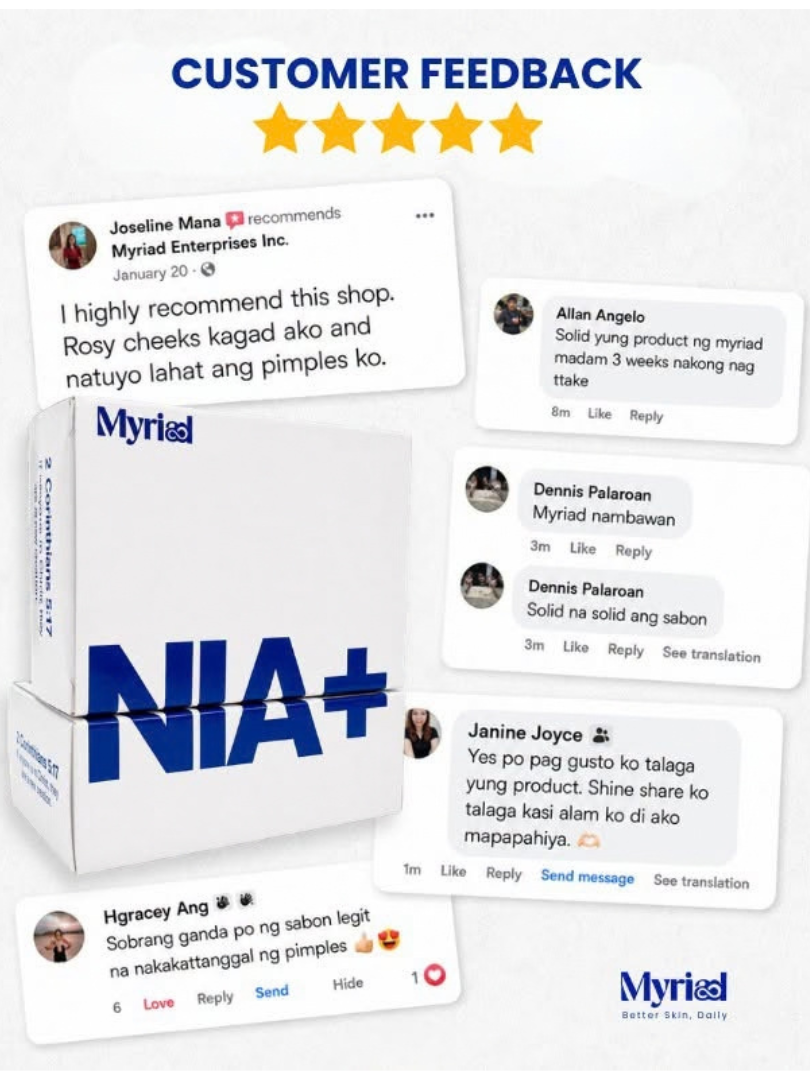 Real Myriad skincare customer with NIA+ Soap